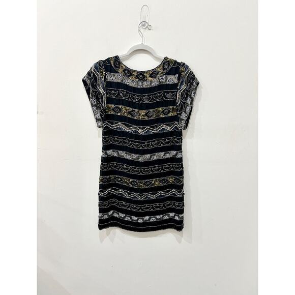 French Connection Embellished Sequin Short Sleeve Mini Shift Dress Black Women 0 - Picture 3 of 5
